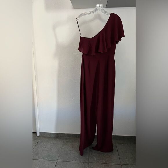BB Dakota women one shoulder jumpsuit bordeaux New without tag Nordstrom - Picture 5 of 11